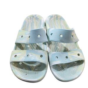 Crocs Iconic Comfort Slides Womens SZ 7 Marbled Comy Everyday Summer Outdoors